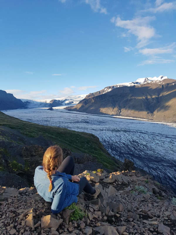Students on study abroad program in sustainability experiencing glaciers in south Iceland